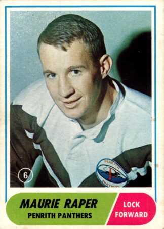1969 Scanlens Common Card - Base 06 Maurie Raper Penrith Panthers