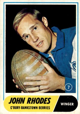 1969 Scanlens Common Card - Base 07 John Rhodes Canterbury Berries