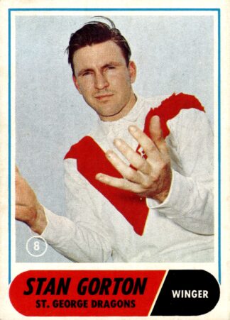 1969 Scanlens Common Card - Base 08 Stan Gorton St George Dragons
