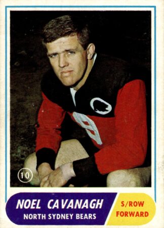 1969 Scanlens Common Card - Base 10 Noel Cavanagh North Sydney Bears