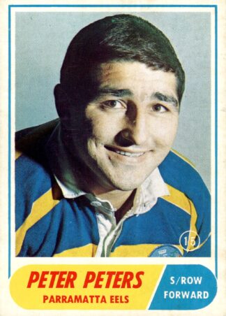 1969 Scanlens Common Card - Base 15 Peter Peters Parramatta Eels