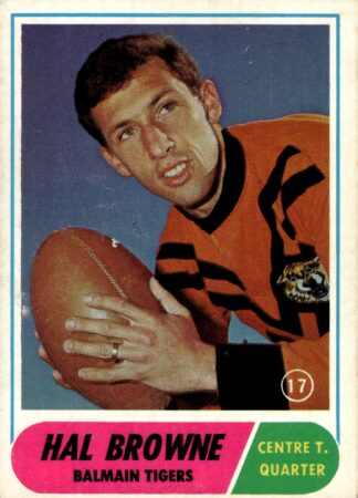 1969 Scanlens Common Card - Base 17 Hal Browne Balmain Tigers