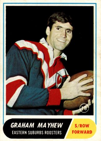 1969 Scanlens Common Card - Base 18 Graham Mayhew Eastern Suburbs Roosters