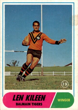 1969 Scanlens Common Card - Base 19 Len Kileen Balmain Tigers