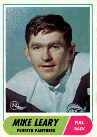 1969 Scanlens Common Card - Base 22 Mike Leary Penrith Panthers
