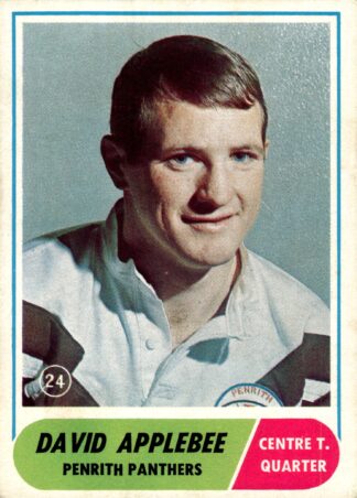 1969 Scanlens Common Card - Base 24 David Applebee Penrith Panthers