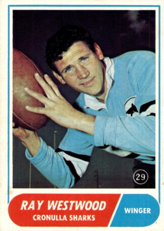 1969 Scanlens Common Card - Base 29 Ray Westwood Cronulla Sharks