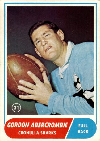 1969 Scanlens Common Card - Base 31 Gordon Abercrombie Cronulla Sharks