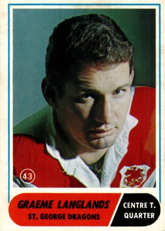 1969 Scanlens Common Card - Base 43 Graeme Langlands St George Dragons