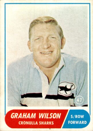 1969 Scanlens Common Card - Base 47 Graham Wilson Cronulla Sharks