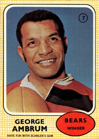 1970 Scanlens Common Card - Base 07 George Ambrum North Sydney Bears