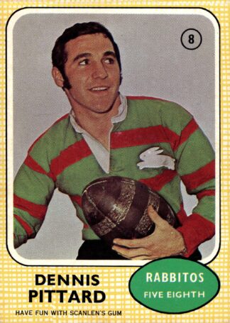 1970 Scanlens Common Card - Base 08 Dennis Pittard South Sydney Rabbitohs