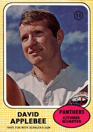 1970 Scanlens Common Card - Base 11 David Applebee Penrith Panthers