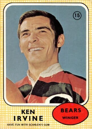 1970 Scanlens Common Card - Base 15 Ken Irvine North Sydney Bears