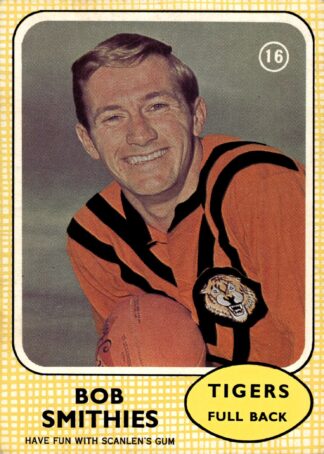1970 Scanlens Common Card - Base 16 Bob Smithies Balmain Tigers