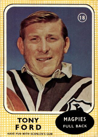 1970 Scanlens Common Card - Base 18 Tony Ford Western Suburbs Magpies