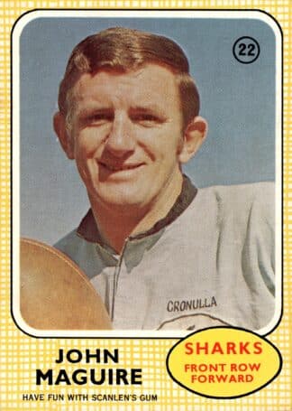 1970 Scanlens Common Card - Base 22 John Maguire Cronulla Sharks
