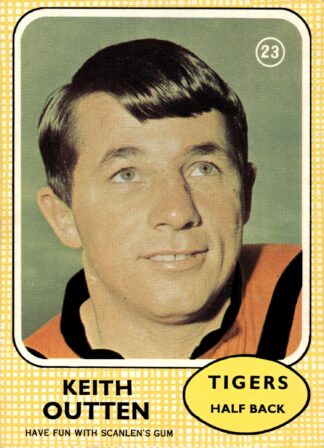 1970 Scanlens Common Card - Base 23 Keith Outten Balmain Tigers