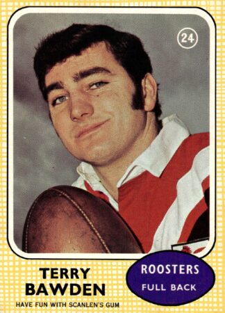 1970 Scanlens Common Card - Base 24 Terry Bawden Eastern Suburbs Roosters
