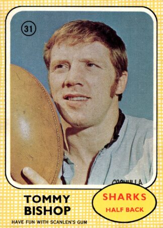 1970 Scanlens Common Card - Base 31 Tommy Bishop Cronulla Sharks