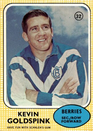 1970 Scanlens Common Card - Base 32 Kevin Goldspink Canterbury Berries
