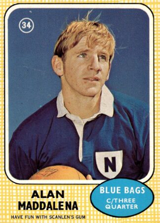 1970 Scanlens Common Card - Base 34 Alan Maddalena Newtown Blues