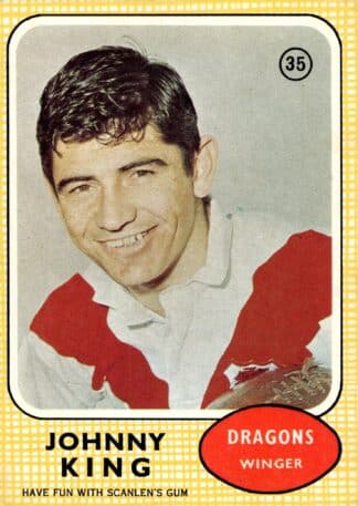 1970 Scanlens Common Card - Base 35 Johnny King St George Dragons