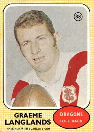 1970 Scanlens Common Card - Base 38 Graeme Langlands St George Dragons