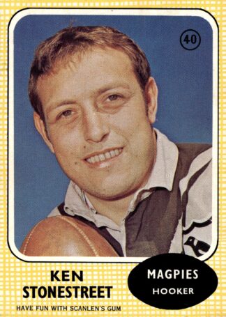 1970 Scanlens Common Card - Base 40 Ken Stonestreet Western Suburbs Magpies