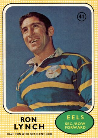 1970 Scanlens Common Card - Base 41 Ron Lynch Parramatta Eels