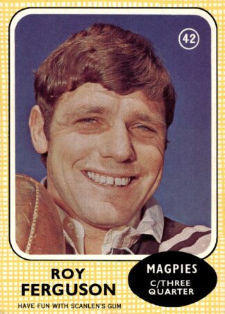 1970 Scanlens Common Card - Base 42 Roy Ferguson Western Suburbs Magpies