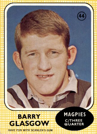 1970 Scanlens Common Card - Base 44 Barry Glasgow Western Suburbs Magpies