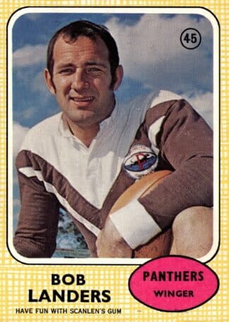 1970 Scanlens Common Card - Base 45 Bob Landers Penrith Panthers