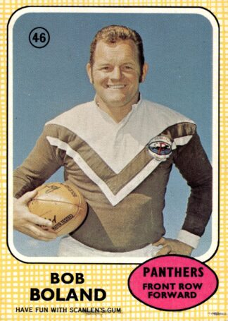 1970 Scanlens Common Card - Base 46 Bob Boland Penrith Panthers