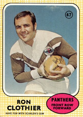 1970 Scanlens Common Card - Base 47 Ron Clothier Penrith Panthers