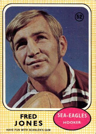 1970 Scanlens Common Card - Base 52 Fred Jones Manly Sea Eagles