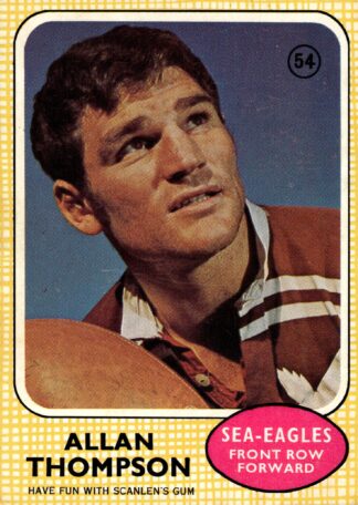 1970 Scanlens Common Card - Base 54 Alan Thompson Manly Sea Eagles