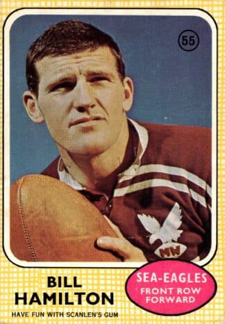 1970 Scanlens Common Card - Base 55 Bill Hamilton Manly Sea Eagles