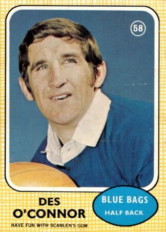 1970 Scanlens Common Card - Base 58 Des O'Connor Newtown Blues