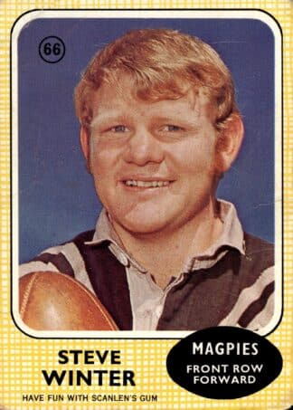 1970 Scanlens Common Card - Base 66 Steve Winter Western Suburbs Magpies