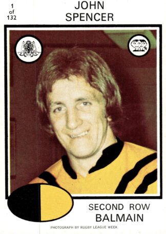 1975 Scanlens Common Card - Base 001 John Spencer Balmain Tigers