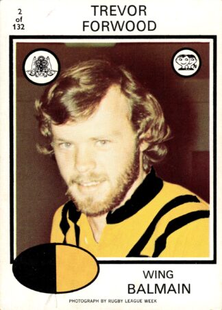 1975 Scanlens Common Card - Base 002 Trevor Forwood Balmain Tigers