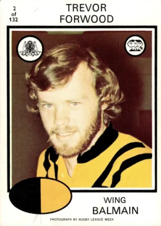 1975 Scanlens Brown Back Card - Base 002 Trevor Forwood Balmain Tigers