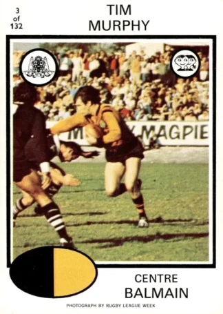 1975 Scanlens Brown Back Card - Base 003 Tim Murphy Balmain Tigers