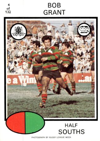 1975 Scanlens Common Card - Base 004 Bob Grant South Sydney Rabbitohs