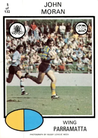 1975 Scanlens Brown Back Card - Base 005 John Moran Parramatta Eels