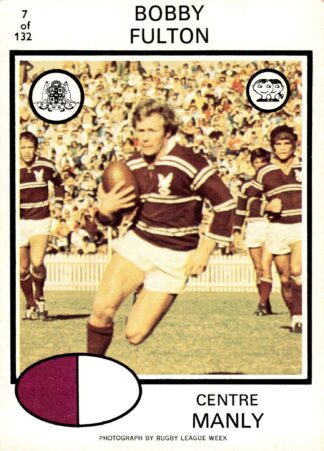 1975 Scanlens Common Card - Base 007 Bobby Fulton Manly Sea Eagles