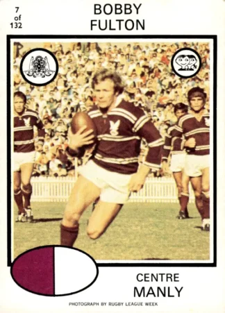1975 Scanlens Brown Back Card - Base 007 Bobby Fulton Manly Sea Eagles
