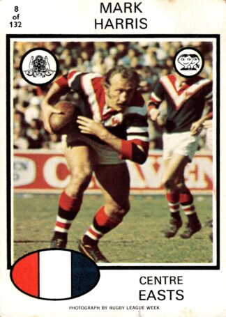 1975 Scanlens Common Card - Base 008 Mark Harris Eastern Suburbs Roosters