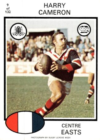 1975 Scanlens Common Card - Base 009 Harry Cameron Eastern Suburbs Roosters